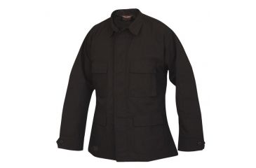 Image of Tru-Spec 4.5oz 65/35 Vat Dyed Poly/Cotton Rip-Stop BDU Uniform Coat, Black, SR 1332003