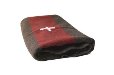 Image of U.S. Spec Swiss Style Wool Blanket, Grey W/Red Stripe, 55 X 75, BL515