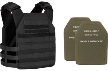 Image of UARM RPC Robust Plate Carrier, Black, Extra Large, w/ 2 SA3U Level III+ UHMWPE SAPI Armor Plates