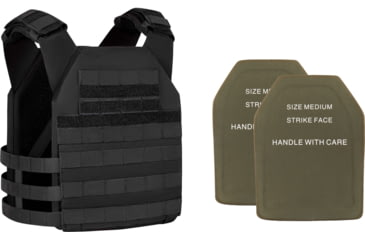 Image of UARM RPC Robust Plate Carrier, Black, Medium, w/ 2 SA3U Level III+ UHMWPE SAPI Armor Plates
