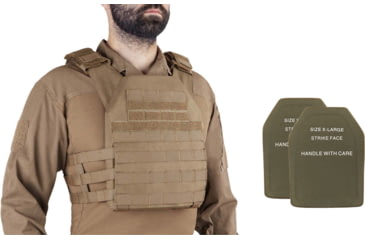 Image of UARM RPC Robust Plate Carrier, Coyote, Extra Large, w/ 2 SA3U Level III+ UHMWPE SAPI Armor Plates