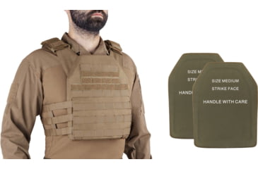 Image of UARM RPC Robust Plate Carrier, Coyote, Medium, w/ 2 SA3U Level III+ UHMWPE SAPI Armor Plates