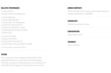 Image of UARM SA4SSP Level IV+ Silicon Carbide Side Armor Plate, 6X8, SA4SSP82