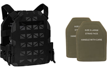 Image of UARM UPC Ultralight Plate Carrier, Black, Extra Large, w/ 2 SA3U Level III+ UHMWPE SAPI Armor Plates