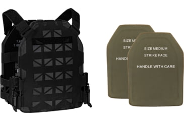 Image of UARM UPC Ultralight Plate Carrier, Black, Medium, w/ 2 SA3U Level III+ UHMWPE SAPI Armor Plates