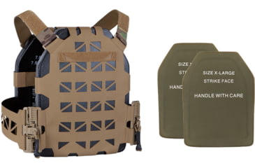 Image of UARM UPC Ultralight Plate Carrier, Coyote, Extra Large, w/ 2 SA3U Level III+ UHMWPE SAPI Armor Plates