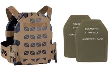 Image of UARM UPC Ultralight Plate Carrier, Coyote, Medium, w/ 2 SA3U Level III+ UHMWPE SAPI Armor Plates