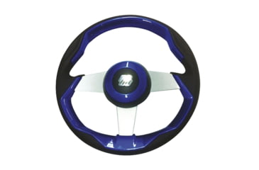 Image of Uflex USA 69480G Grimani 13.8in Steering Wheel With Spokes - Blue, Silver, GRIMANI BL/S