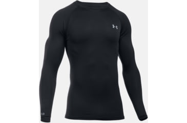 Image of Under Armour Base 1.0 Crew Shirt - Men's-Black/Steel-Large