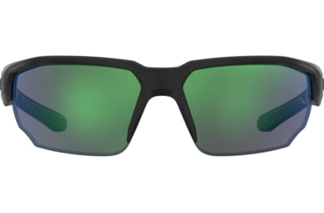 Image of Under Armour Blitzing Sunglasses with Shiny Black Frame and Green Temple Tips with Green to Grey Lens, Medium, UA0012S 7ZJ-Z9