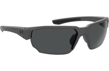 Image of Under Armour Blitzing Sunglasses with Shiny Jet Grey Frame and Grey Lens, Medium, UA0012S R6S-IR