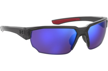 Image of Under Armour Blitzing Sunglasses with Transparent Jet Grey Frame and Violet Blue Gold Tuned Mirror Lens, Medium, UA0012S 268-PC
