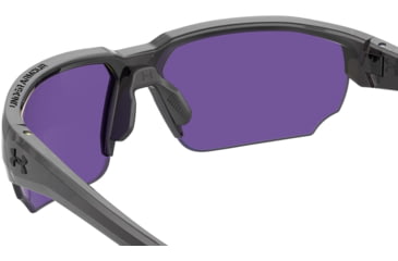 Image of Under Armour Blitzing Sunglasses with Transparent Jet Grey Frame and Violet Blue Gold Tuned Mirror Lens, Medium, UA0012S 268-PC