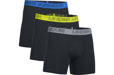 Image of Under Armour Charged Cotton 6inch 3 Pk, Black/black/black grey/yellow/blue Band - 12772790034XL