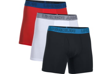 Image of Under Armour Charged Cotton Stretch 6in Boxerjock 3-Pack - Mens, Black/Red/White, 2X-Large, 12772790042XL