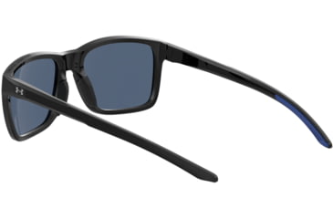 Image of Under Armour Hustle Sunglasses with Shiny Black/Grey Frame and Blue Flash Lens, Medium, UA0005S 807-KU