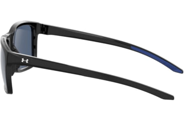 Image of Under Armour Hustle Sunglasses with Shiny Black/Grey Frame and Blue Flash Lens, Medium, UA0005S 807-KU