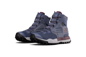 Image of Under Armour Newell Ridge Mid GTX Hiking Shoe - Women's-Apollo Gray/Steel/Raisin Red-Medium