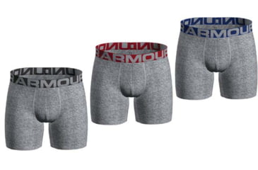 Image of Under Armour UA Charged Cotton 6in Boxer Briefs 3 Pack - Mens, Mod Gray Medium Heather, Small, 1363617011SM