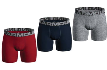 Image of Under Armour UA Charged Cotton 6in Boxer Briefs 3 Pack - Mens, Red, Extra Large, 1363617600XL