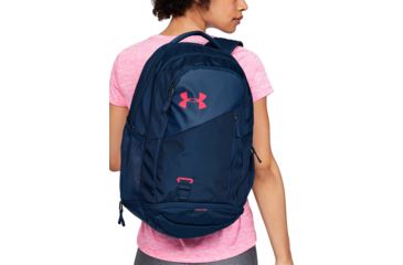 Image of Under Armour UA Hustle 4.0 Backpack, Academy/Watermelon, One Size Fits All, 1342651410OSFA