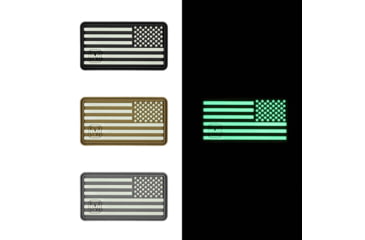 Image of Vanquest Gear US Flag Reversed / Right-Star - Glow In The Dark Patch, Black, 9ZUSFGR-275-BK-GITD