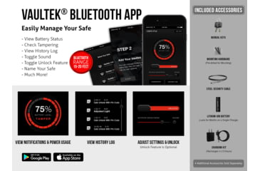 Image of Vaultek Safe VT10 Sub-Compact Rugged Bluetooth Smart Safe, Black, VT10-BK