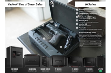 Image of Vaultek Safe VT10 Sub-Compact Rugged Bluetooth Smart Safe, Black, VT10-BK