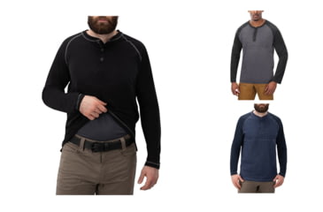 Image of Vertx Action Weaponguard Henley - Men's, Black, Heather Charcoal/Black, Heather Indigo/Indigo