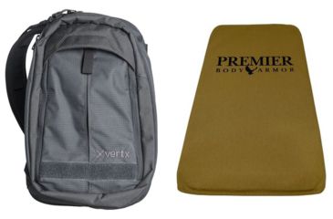 Image of Vertx EDC Transit Sling 16L Backpack with Premier Body Armor Brown Ballistic Panel, Smoke Grey, VTX5040-SMG-KIT2