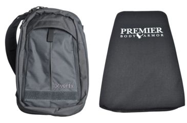 Image of Vertx EDC Transit Sling 16L Backpack with Premier Body Armor Black Ballistic Panel, Smoke Grey, VTX5040-SMG-KIT1
