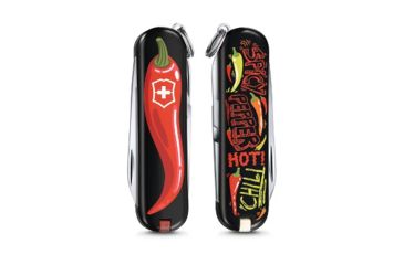 Image of Victorinox Classic SD Small Pocket Knife with Scissors and Screwdriver, Chili Peppers, 58mm 0.6223.L1904US2