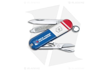 Image of Victorinox Swiss Army Knife Classic SD Folding Knives, 1.55in, Blue/Red/White Handle, New York Rangers, Steel/Blue/Red/White, 2.25in, BHQ-205623