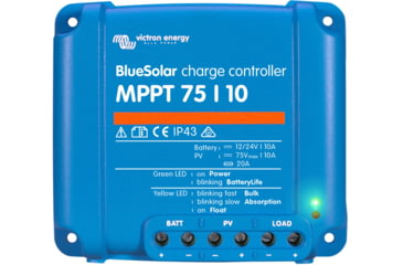 Image of Victron Energy BlueSolar MPPT Charge Controller, 75V, 10 amps, Blue, SCC010010050R