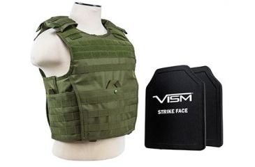 Image of Vism 2963 Series Expert Plate Carrier includes two BPC1012 PE Ballistic Hard Plates, Green BPCVPCVX2963G-A