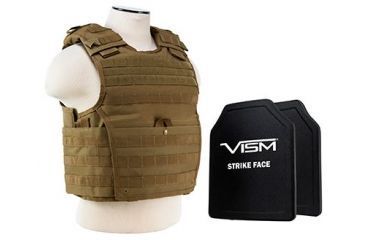 Image of Vism 2963 Series Expert Plate Carrier includes two BPC1012 PE Ballistic Hard Plates, Tan BPCVPCVX2963T-A