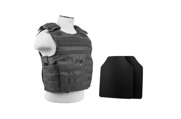 Image of Vism Expert Plate Carrier Vest w/2 10x12in Level IIIA Shooters Cut Hard Ballistic Panels, Urban Gray, Large BUCCVPCVX2963U-A