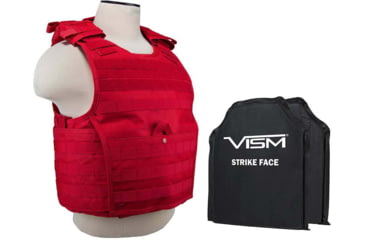 Image of VISM Expert Plate Carrier Vest w/Two 10X12 LVL IIIA Shooters Cut Soft Ballistic Panels, Med - 2XL, Red, BSCVPCVX2963R-A