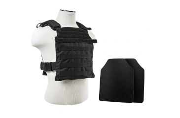 Image of Vism Fast Plate Carrier w/2 10x12in Level IIIA Shooters Cut Hard Ballistic Plates, Black BUCCVPCF2995B-A