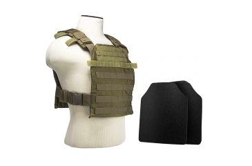 Image of Vism Fast Plate Carrier w/2 10x12in Level IIIA Shooters Cut Hard Ballistic Plates, Tan BUCCVPCF2995T-A
