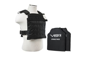 Image of Vism Fast Plate Carrier w/2 10x12in Level IIIA Shooters Cut Soft Ballistic Panels, Black BSCVPCF2995B-A