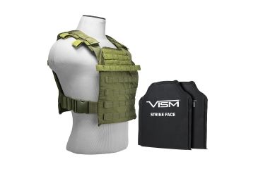Image of Vism Fast Plate Carrier w/2 10x12in Level IIIA Shooters Cut Soft Ballistic Panels, Green BSCVPCF2995G-A