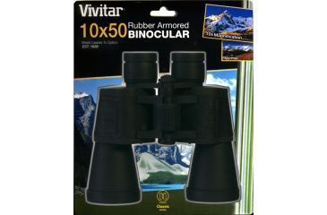 Image of Vivitar 10x50 Rubberized Porro Full Size Binoculars with Ruby Lenses, Case and Strap