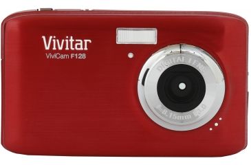 Image of Vivitar 14.1 Megapixel F128 HD Digital Camera Kit w/4 GB Card, Case, Tripod - Red VF128-RED/KIT-PR 