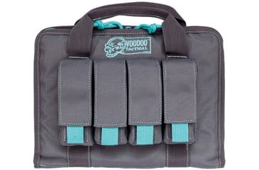 Image of Voodoo Tactical Pistol Case w/ Mag Pouches, Gray/Teal, 25-0017161000