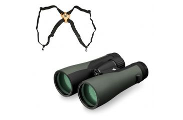 Image of Vortex Crossfire 12x50 Binocular, Green CF-4304 w/Vortex Binocular Harness Strap VTHARNESS