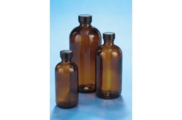 Image of VWR Boston Round Bottles, Amber, Narrow Mouth VW5120824V26 Convenience Packs With Caps Attached