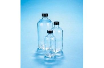 Image of VWR Boston Round Bottles, Clear, Narrow Mouth VW5111628C25 Bulk Packs With Unattached Caps In Bags
