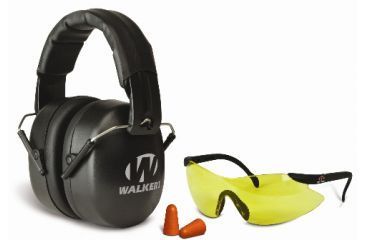 Image of Walkers EXT External Folding Range Shooting Ear Muffs, 30 dB NRR, Black, w/Glasses and Plugs, GWP-FM3GFP