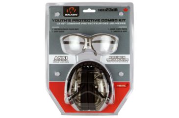 Image of Walkers GWPYMSGLCMO Youths Protective Combo Kit Earmuff/Shooting Glasses 23 DB